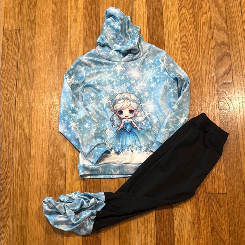 3/$12 SHEIN Ice Princess Hoodie and Leggings Set (7Y)